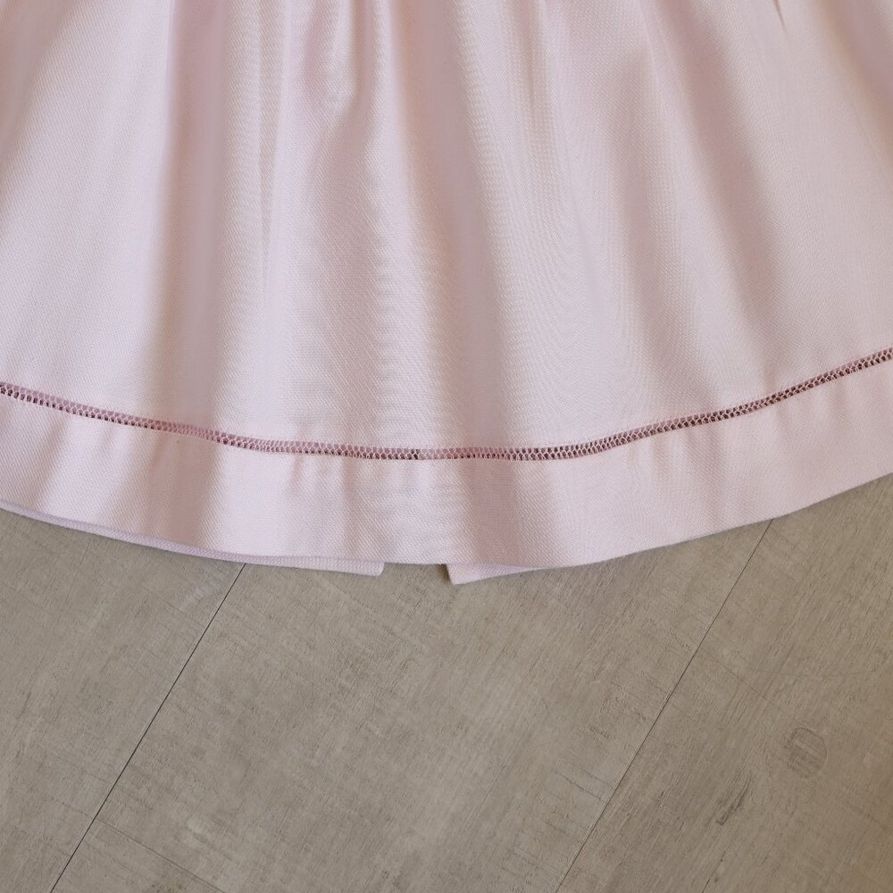 Pink Smocked Bishop Dress and Bow Set Size 6/9 Months Floral Embroidery - Picture 5 of 5